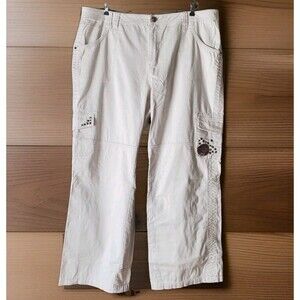 Y2K Zana Di Jeans Cargo Pants Off WH Embroidered Studs Bootcut Plus Size 26W EUC